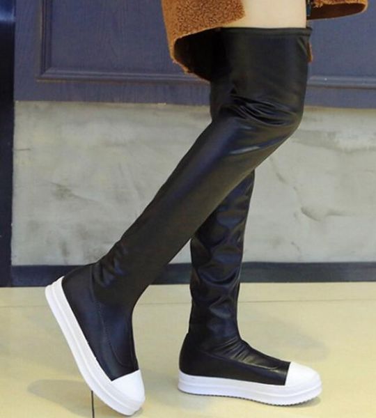 

boots zapatos mujer shoes woman women pumps platform fashion wedge winter ladies over-the-knee chaussure femme girls g61216, Black
