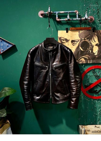 

Men's Leather & Faux Clothes.Brand .Pakistan YR!Free Luxury Motor Tanning Jacket,men Slim Genuine Coat, Black