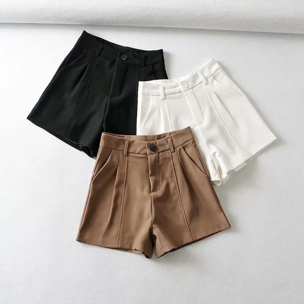 

women's shorts suit 2021 summer korean style loose wide leg high waist casual, White;black