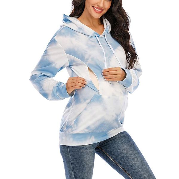 

women's hoodies & sweatshirts womenÂ´s nursing hoodie fashion long sleeve tie dye print breastfeeding zip up loose sweatshirt plus size, Black