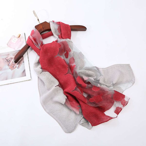 

designer spring and summer flower cutting gradient rose silk fashion scarf sunscreen shawl beach towel, Blue;black