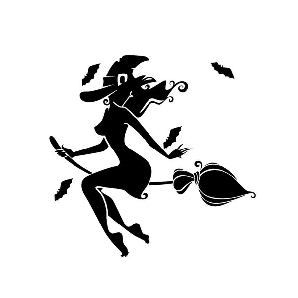 

12.5*12.1 halloween party trick or treat witch vinyl decor car sticker bumper window silhouette c16-2355