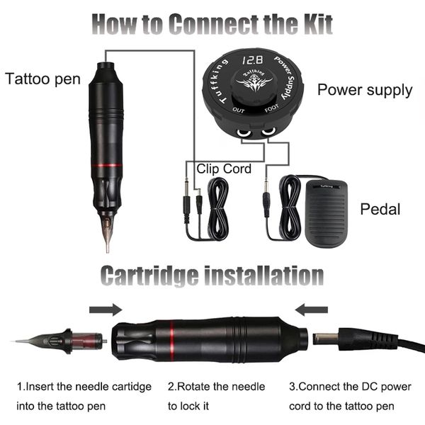 

tuffking tattoo machine set professional rotary pen with cartridge needles permanent makeup machine for tattoo beginner artistscouts