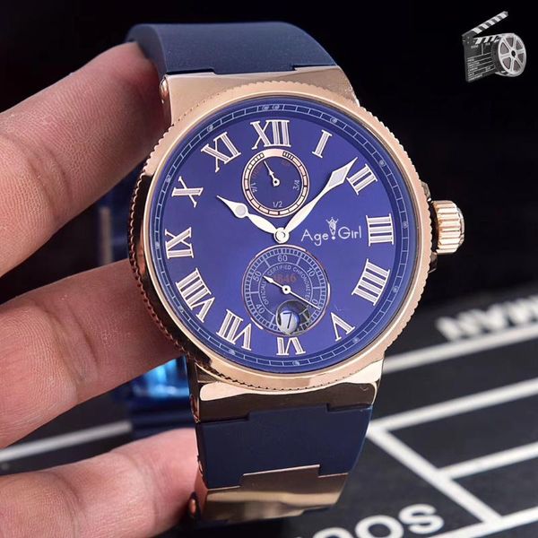 

wristwatches men rose gold black blue white rubber automatic mechanical stainless steel sapphire diver maxi watch, Slivery;brown
