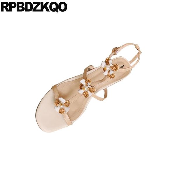 

sandals high heels crystal pearl bride women flower roman t strap shoes cute pumps block diamond bridesmaid rhinestone gladiator, Black