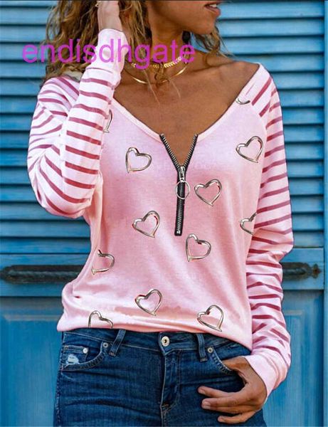 

factoryum1jsleeve v-neck spring love print new zipper long t-shirt, Black;brown