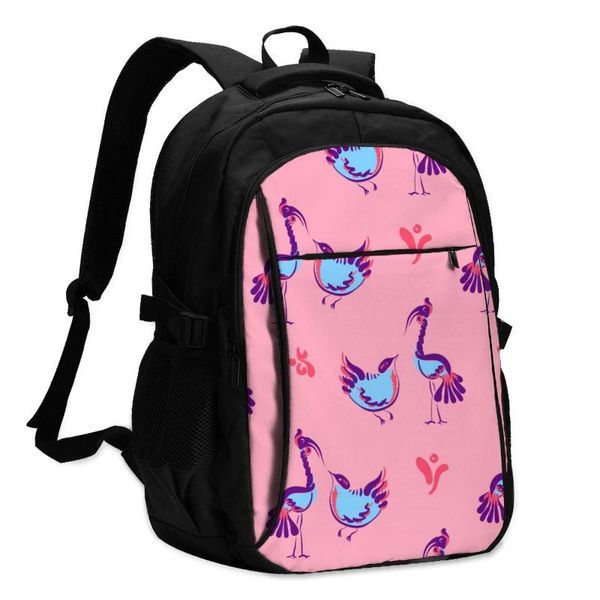 

backpack usb charging lapwomen's for teenage students girls school hand drawn bird calligraphy travel bagpack