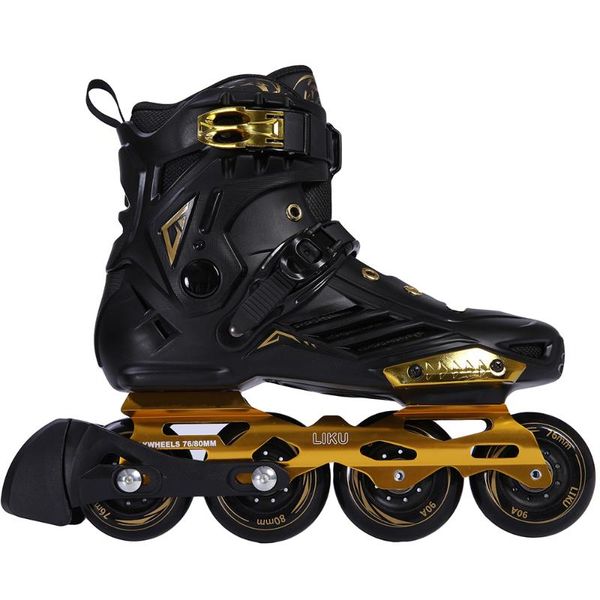 

inline & roller skates liku neutral black gold fitness professional fancy flat shoes beginner