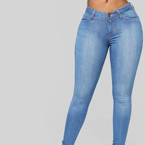 

fashion ladys calsa jeans feminino woman plus size high waisted stretch slim jeans mujer 2021 casual pencil pants large g2, Blue