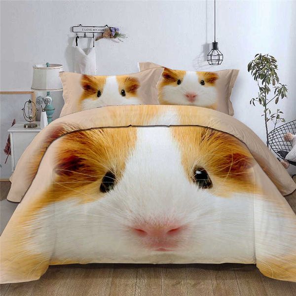 3D Bettwäsche Set einzelne Doppelfret Hamster Haustier Tier Duvet Cover Twin Queen King Size Bettwäsche für Kinder Kind Jungen Mädchen 210615