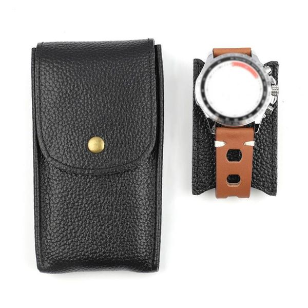 

watch boxes & cases leather travel pouch wactch bag pocket display storage case organizer, Black;blue