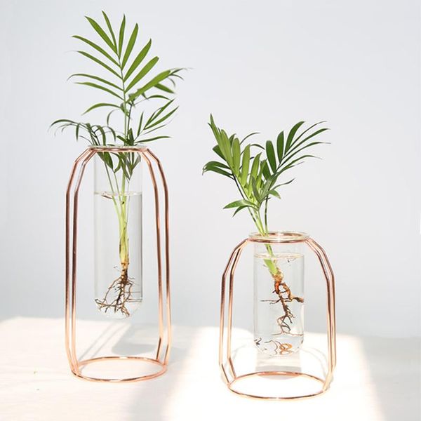 

vases nordic golden iron line vase hydroponic plant flower geometric art decor metal holder garden modern home decoration