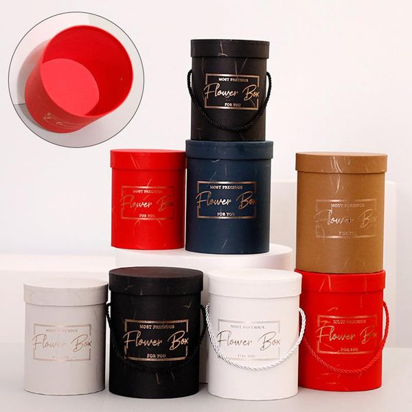 

gift wrap portable round flower box wedding packaging candy cylinder solid color fashion hug bucket