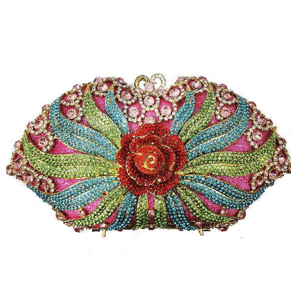 

evening bags gold metal green/blue/white gemstone diamond clutches handbags fashion ladies party dinner crystal messenger bag