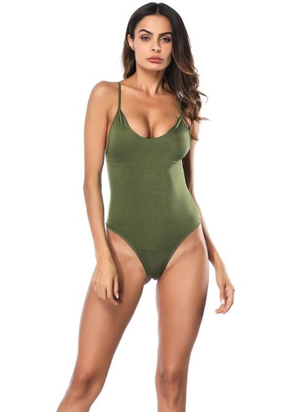 

women's jumpsuits & rompers 2021 fashion ladies solid color wild classic casual back lace straps one-piece swimsuit onesies - labeling, Black;white
