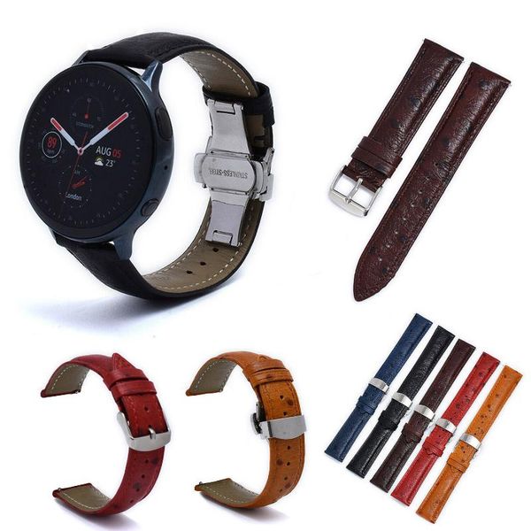 

watch bands ostrich skin watchbands 18mm 20mm 22mm women men quick release strap for samsung galaxy 3 genuine leather band, Black;brown