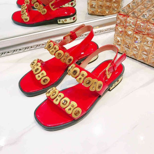 

paris fashion designer shoes ladies sandals diamond metal buckle decorative flat comfortable large size maiden 60% off store online, Black