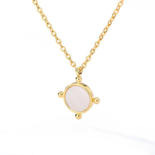 

pendant necklaces simple round opal pendants for women wedding jewelry stainless steel dainty necklace fashion accessories 2021, Silver