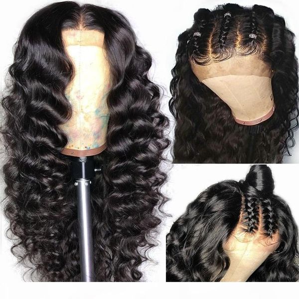 

hair pre plucked full lace human hair wigs with baby hair loose deep wave brazilian lace wig glueless full lace wig remy, Black;brown