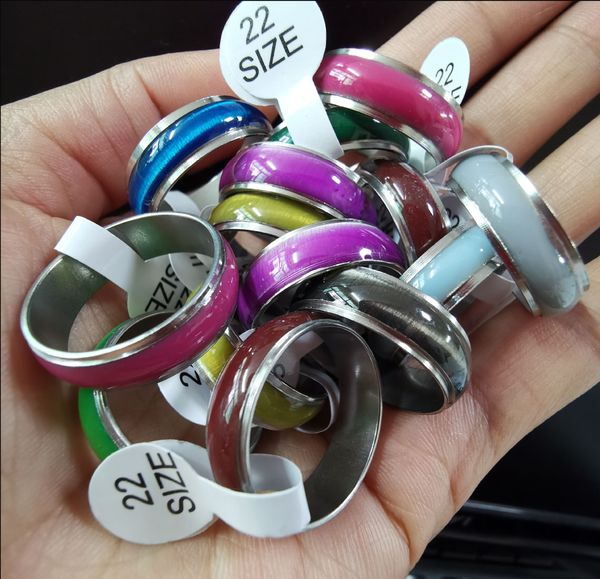 

colorful stainless steel ring cat eye rings mix color size 17 to 22, Silver