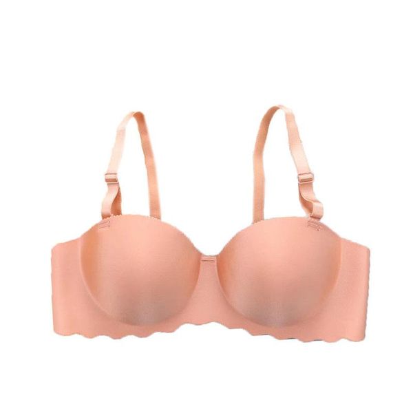 

bras traceless underwear women small breast gathering on the thin under thick model without steel ring bra, Red;black