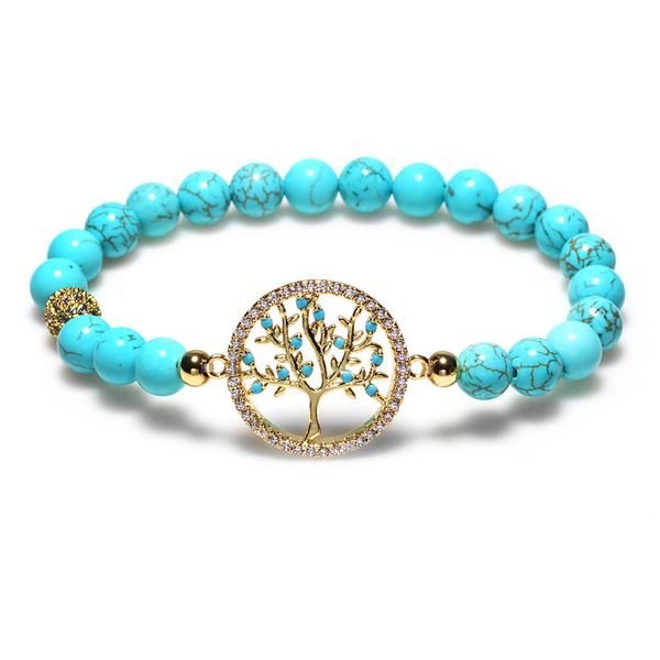 

2021 new arrival new jewelry turquoise bracelet women's diamond life tree ring bracelet gift for women, White