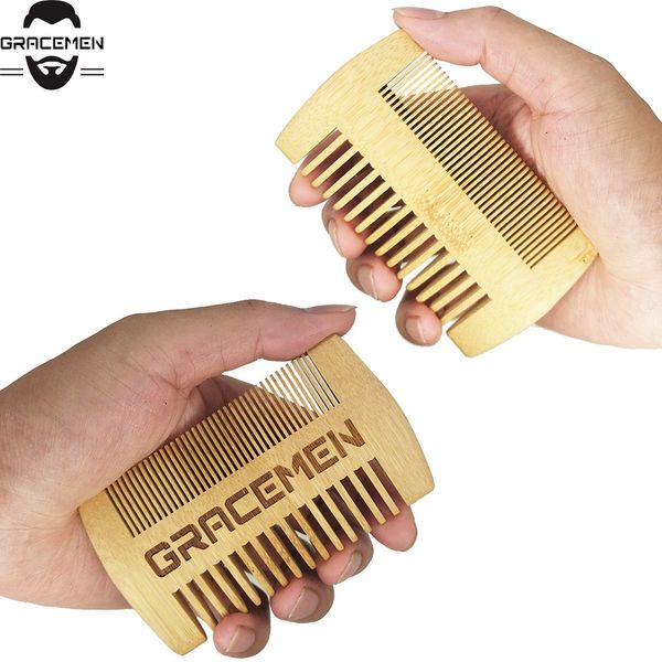 MOQ 100 PCS Logotipo personalizado Eco-friendly cabelo de bambu / pente de barba Dual lados Anti estática bolso portátil pentes para homens mulheres