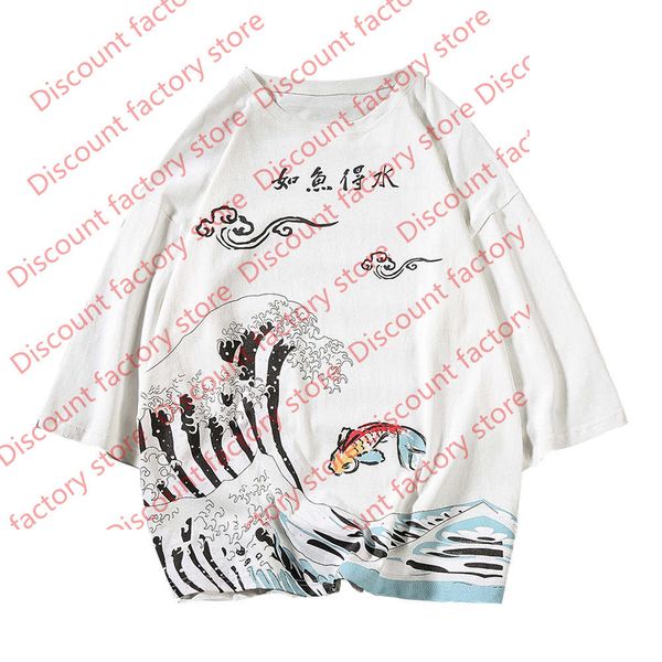 

fish print t shirt men harajuku tshirt men t-shirt summer t shirts hip hop streetwear, White;black
