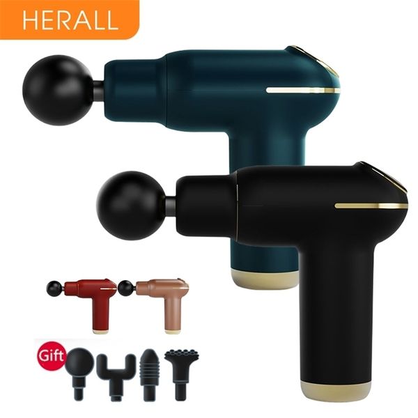 HERALL Compress Massage Gun Muscle Deep Tissue Percussion Massager per Body Neck Relaxation Pain Relief Therapy 211229