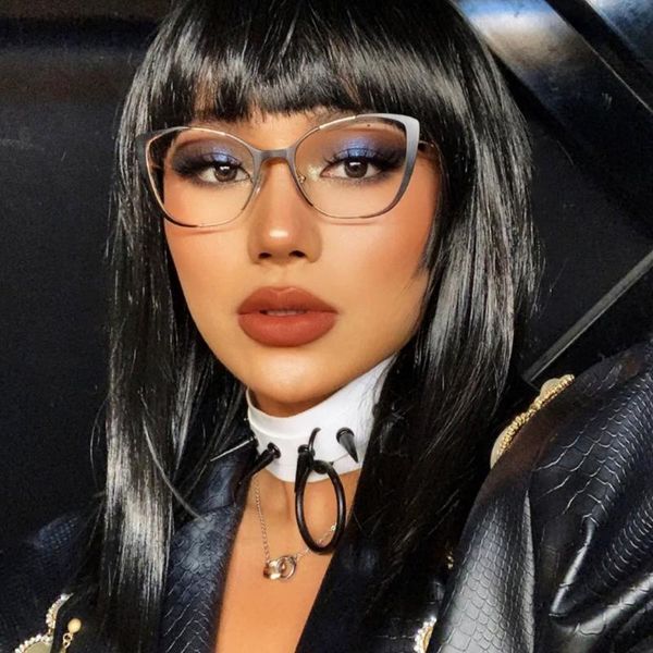 

sunglasses anti-blue light high-quality metal glasses frame men women optical fashion computer eyeglasses, White;black