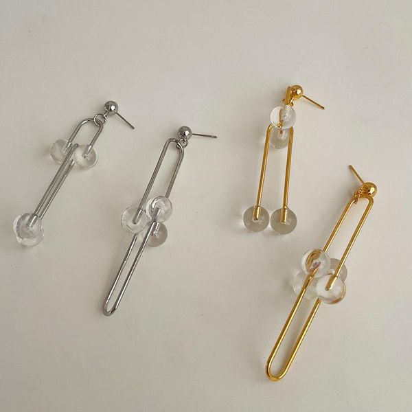 

dangle & chandelier flashbuy 2021 acrylic transparent pin ball earrings metal long geometric irregular for women girls jewelry gifts, Silver