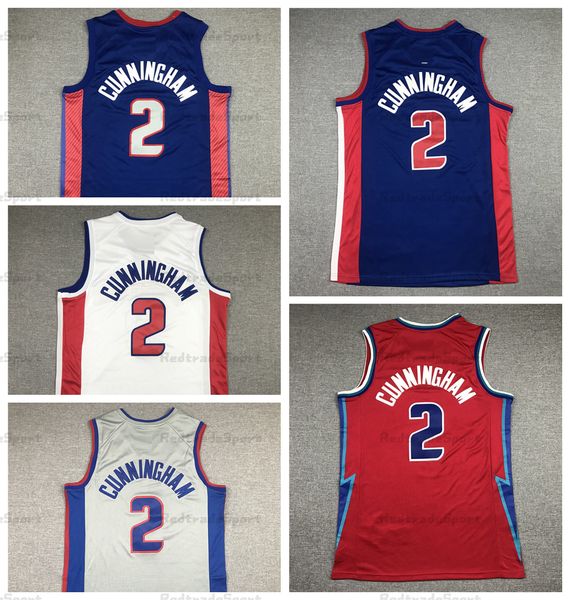 

mens cade cunningham #2 basketball jerseys blue city 75th red white stitched grey jersey s-xxl, Black;red
