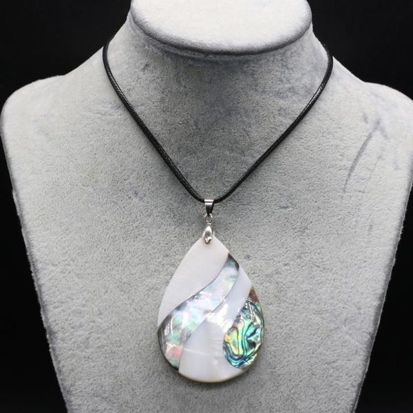 

pendant necklaces natural shell necklace water drop shape abalone for jewelry exquisite gift length 55+5cm, Silver