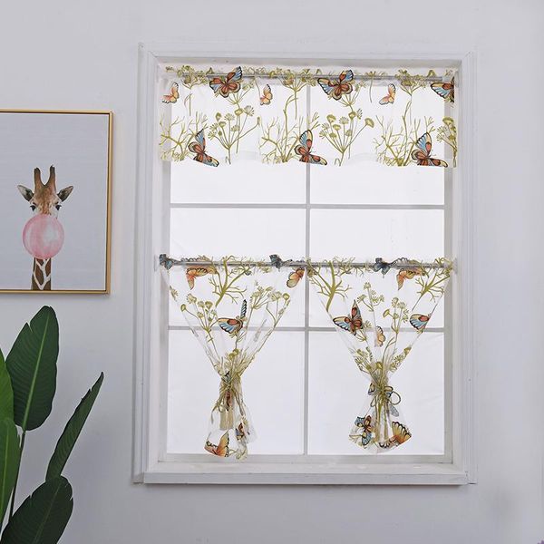 

modern short sheer curtain 3pcs/set tulle curtains for kitchen window drape cafe bedroom home decoration & drapes