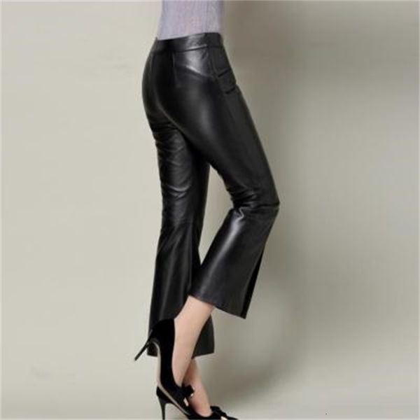 

2021 new female fashion genuine royal sheep leather pants o4 3pzc, Black;white