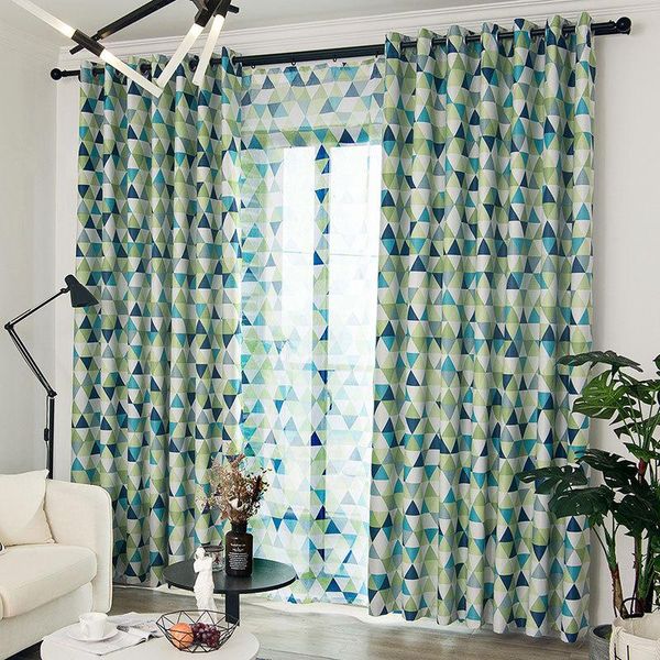

curtain & drapes 2021 nordic minimalist triangle geometric printing finished custom shading curtains for living dining room bedroom