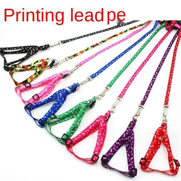 

dog collars & leashes pet traction rope bone print chest back suit cat chain