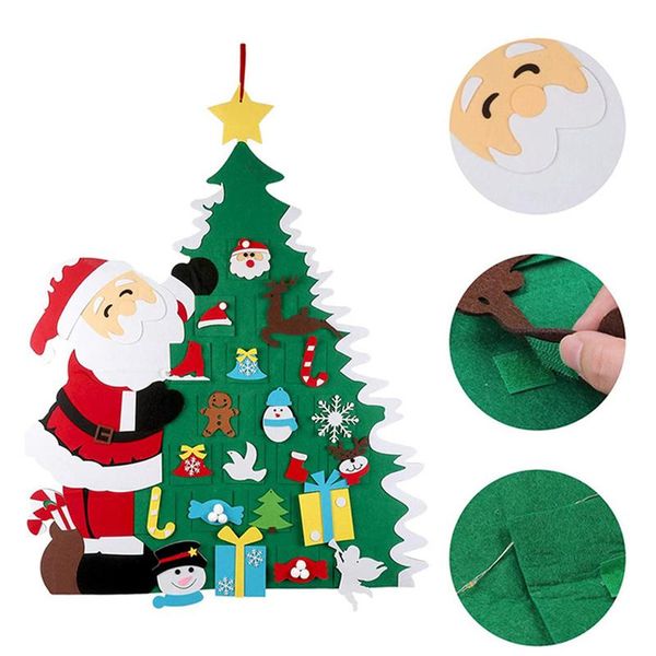 

christmas decorations kids diy felt tree with ornaments children year gifts for 2021 door wall hanging decoration