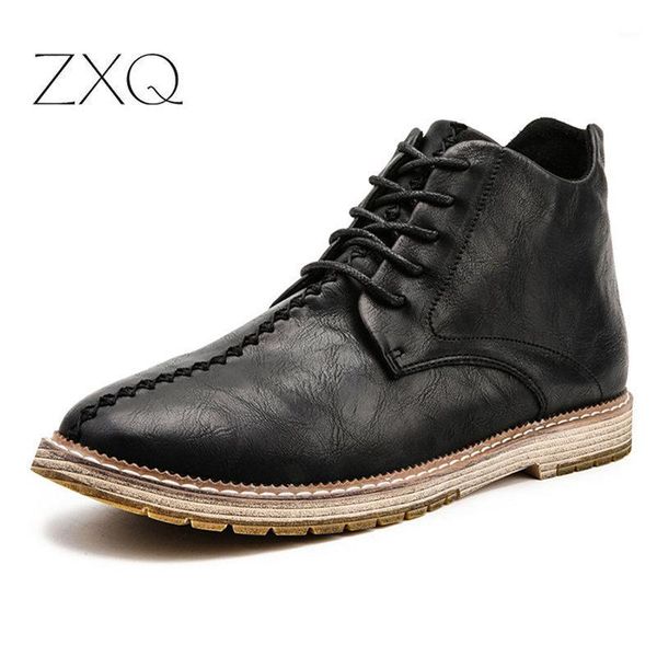 

boots winter men big size 38-47 vintage style shoes casual fashion high-cut lace-up warm hombre botas1, Black