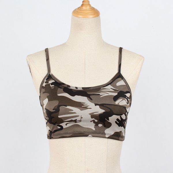 

crop 2019 fashion women camouflage sleeveless tank bustier bra vest crop blouse t shirt ropa mujer, Black