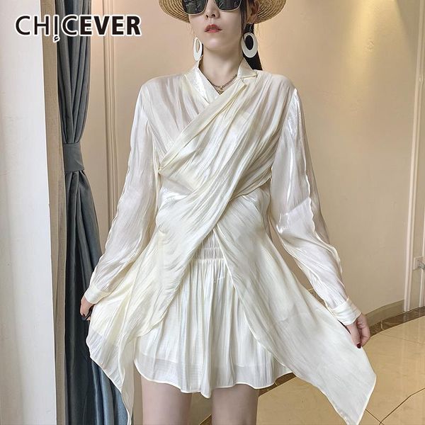 

women's tracksuits chicever casual two piece set for women v neck lantern long sleeve shirts high waist loose shorts solid sets female, Gray