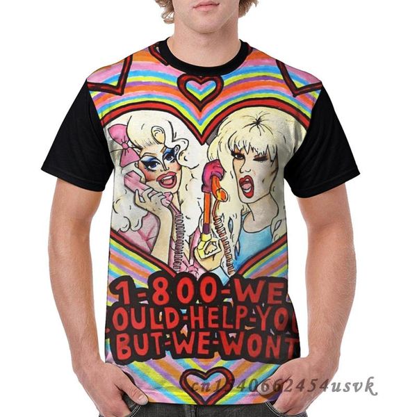 

men's t-shirts funny graphic print tshirt men tees trixie and katya line women t-shirt short child sleeve casual tshirts, White;black