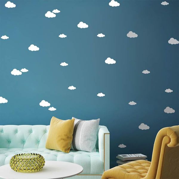 Wandaufkleber 48 teile / satz Cartoon Wolken selbstklebende Kinderzimmer Dekoration Kunst Tapete Gemischte Größe 2 - 8cm PVC-Abziehbilder