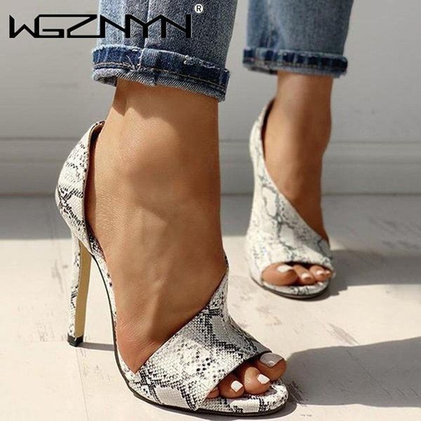 

sandals wgznyn 2021 women summer ladies fashion fish mouth open toe high heel woman pointed leather fine shoes, Black