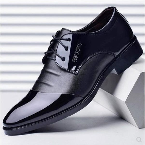 

dress shoes men's business leather shoes, british black lace-up casual pointed toe wedding 2021