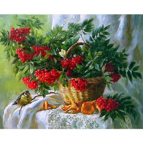 

diamond painting full square/round cross stitch fruit cherry basket mosaic kits embroidery home decor gift