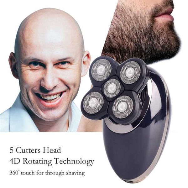 3in1 Shaver Elétrica Profissional USB Recarregável Lavável Masculáveis ​​Cinco Cabeças Flutuantes Lâminas de Cabelo Clipper Nariz Ear Trimmer 220112