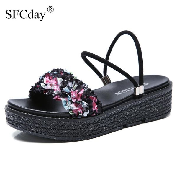 

dress shoes 2021 summer women sandals flower flat rubber sandalias slippers ladies low heel slides, Black