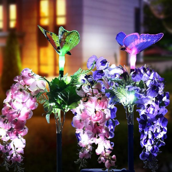 

solled 2pcs solar bean flower shape lawn light for landscape garden decoration