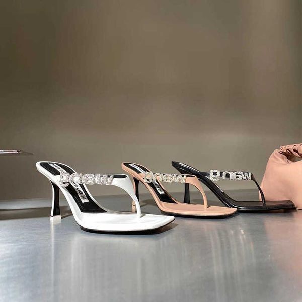 

sandals 2021 summer high heel thin slippers square diamond button clip toe women's shoes sexy, Black